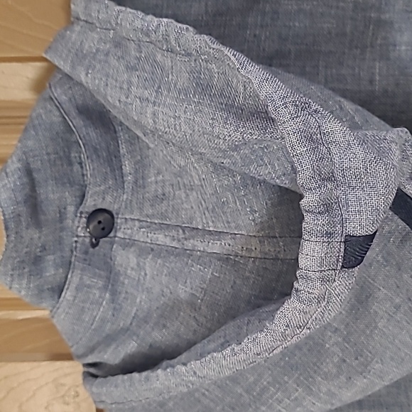 Sunveil Chambray blue long sleeve zip front cinch waist removable hood jacket - Picture 3 of 9